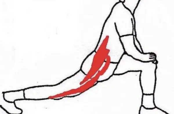 Illustration d'un homme en position d'étirement, mettant en évidence l'exercice hanche.
